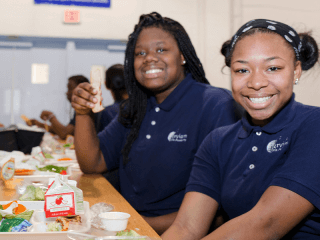 Girls enjoying lunch together