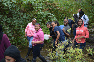 Students enjoying activities outside